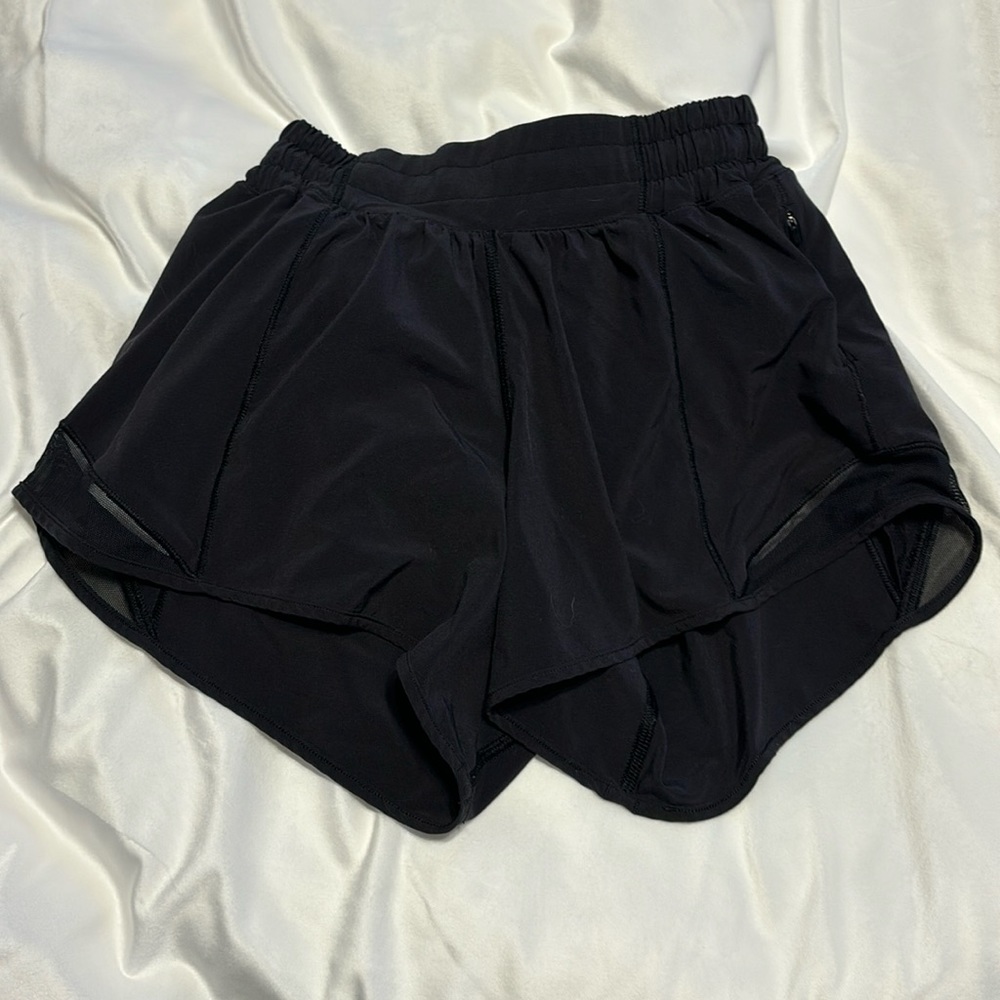 Lululemon black, 4in, size 2, high rise shorts.